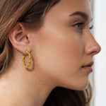 Interlace Gold Hoop Earrings by Lavana on model polished rope twist full hoop