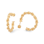 Interlace Gold Hoop Earrings by Lavana, large hoop with polished rope twist