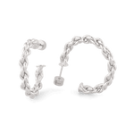 Interlace Silver Hoop Earrings by Lavana, polished rope twist full hoop