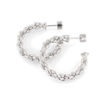 Interlace Silver Hoop Earrings by Lavana, polished rope twist full hoop