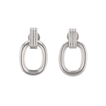 Jojo Silver Oblong Earrings by LAVANA, ribbed top with polished oblong drop