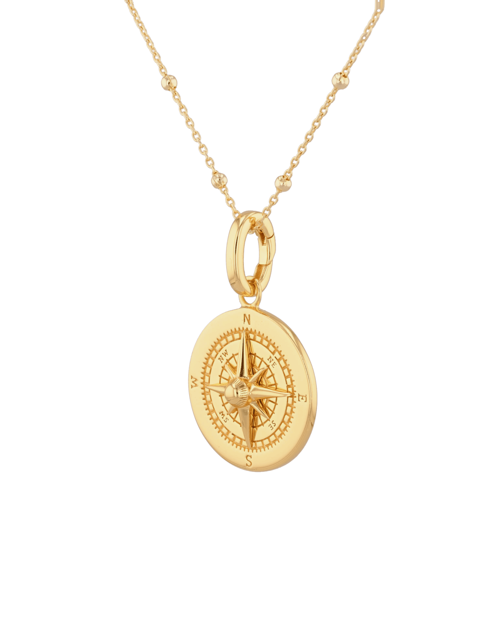 Journey Compass Pendant in 18k Gold Plated, with map detail angle - 2