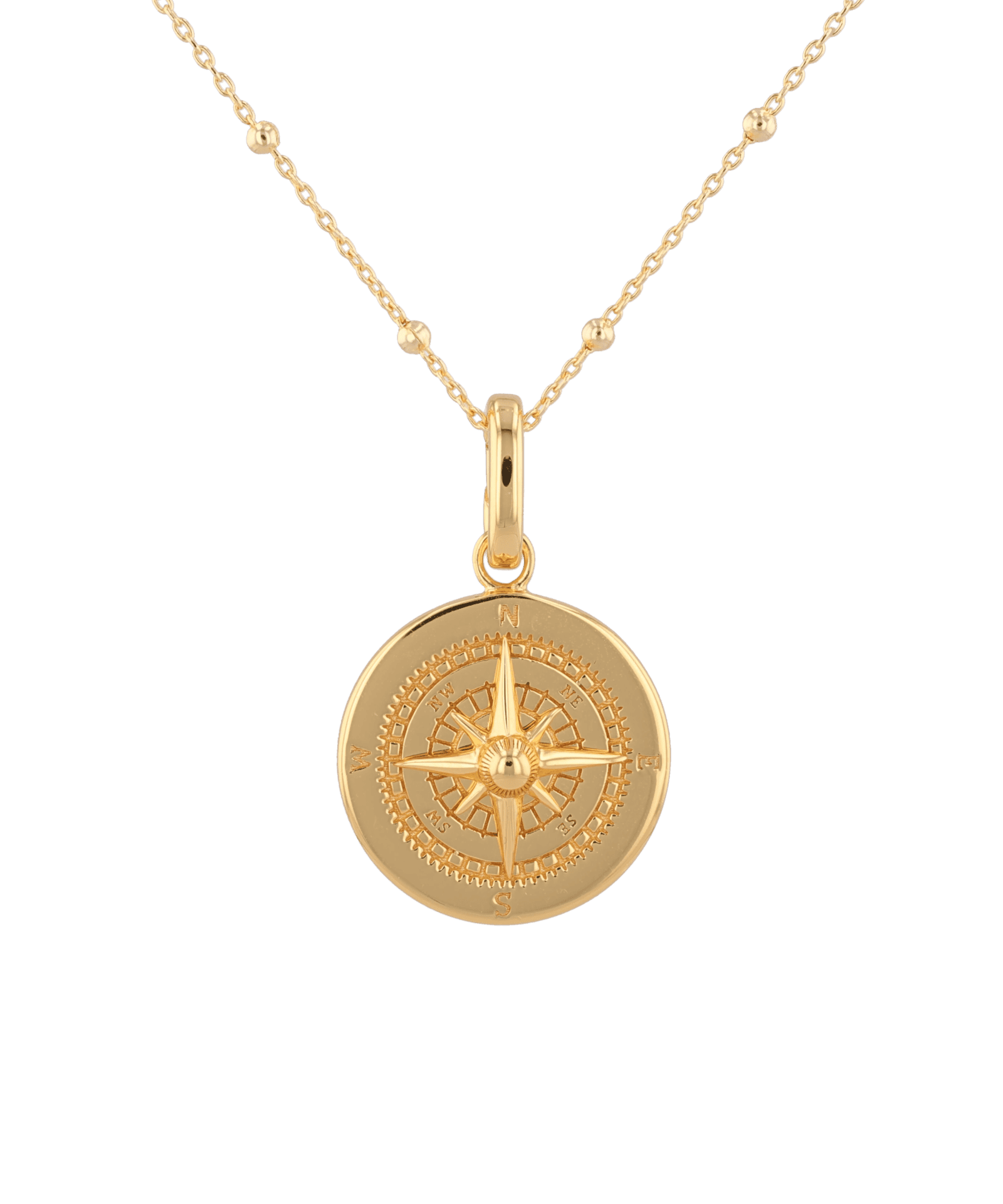 Journey Compass Pendant in 18k Gold Plated, with map detail front - 1