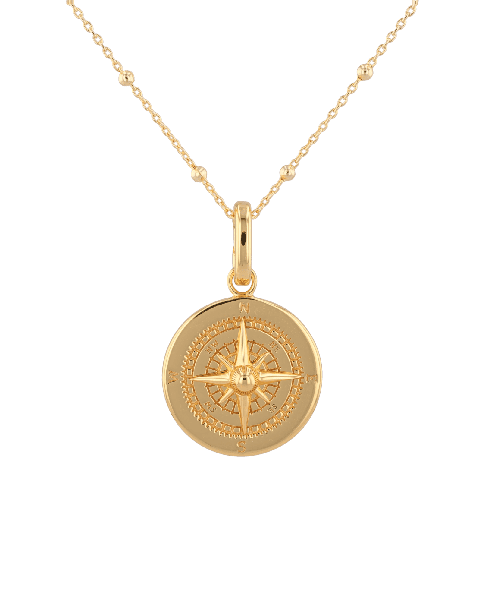 Journey Compass Pendant in 18k Gold Plated, with map detail front - 1