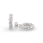 Kinetic Silver Hoop Earrings by Lavana, domed half hoop with diagonal grooves