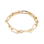 Latch Link Gold Bracelet by Lavana, elongated oblong links with four openable links for charms - 1