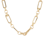 Latch Link Gold Charm Necklace by Lavana, paperclip chain with five openable charm links