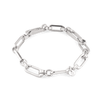 Latch Link Silver Bracelet by Lavana, elongated oblong links with four openable links for charms - 1
