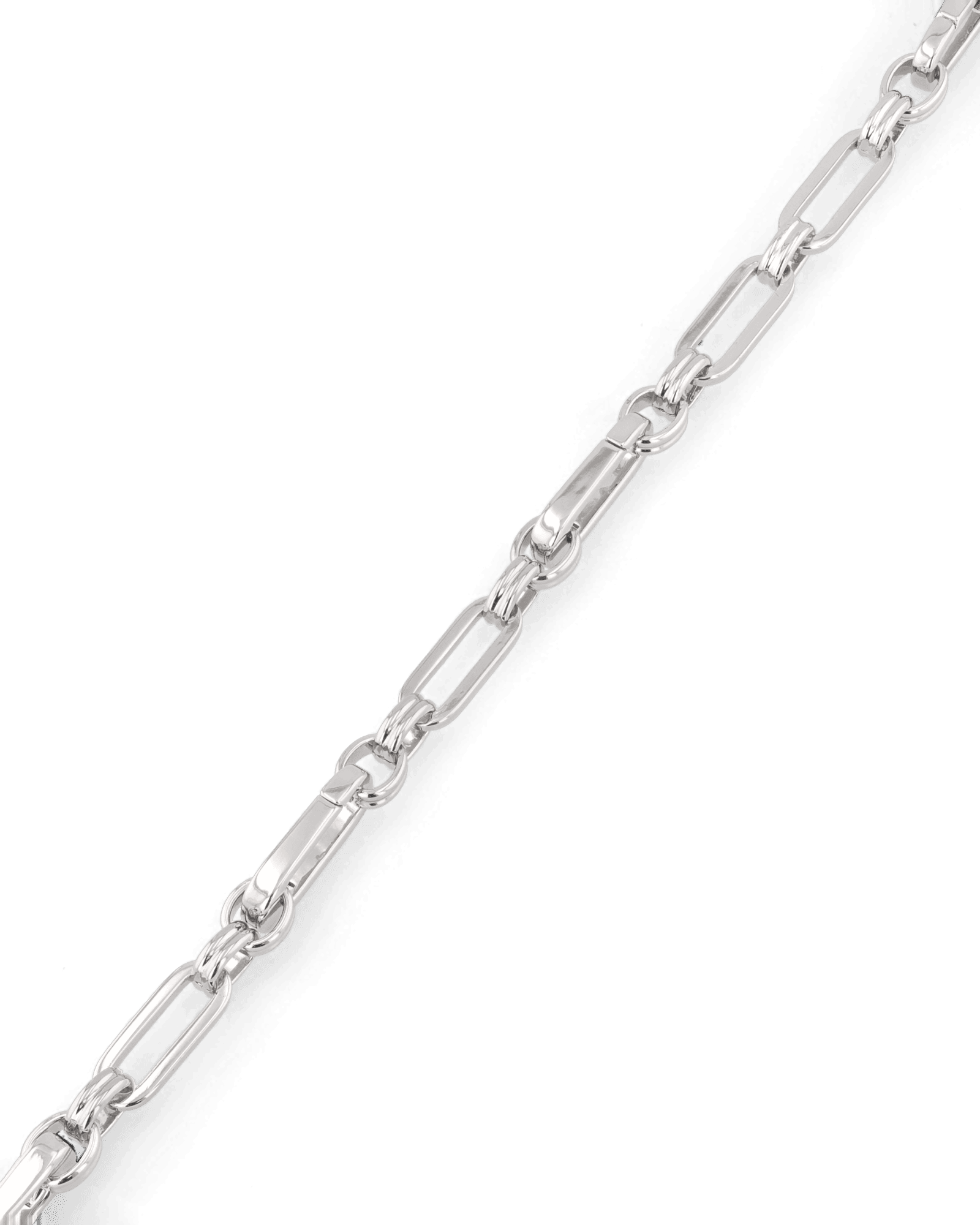 Latch Link Silver Bracelet by Lavana, elongated oblong links with four openable links for charms - 2