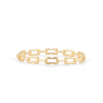 Lavana Signature gold bangle with sculpted logo motif links
