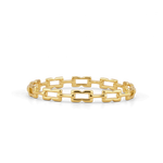 Lavana Signature gold bangle with sculpted logo motif links