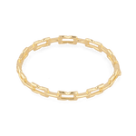 Lavana Signature gold bangle with sculpted logo motif links