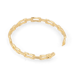 Lavana Signature gold bangle with sculpted logo motif links