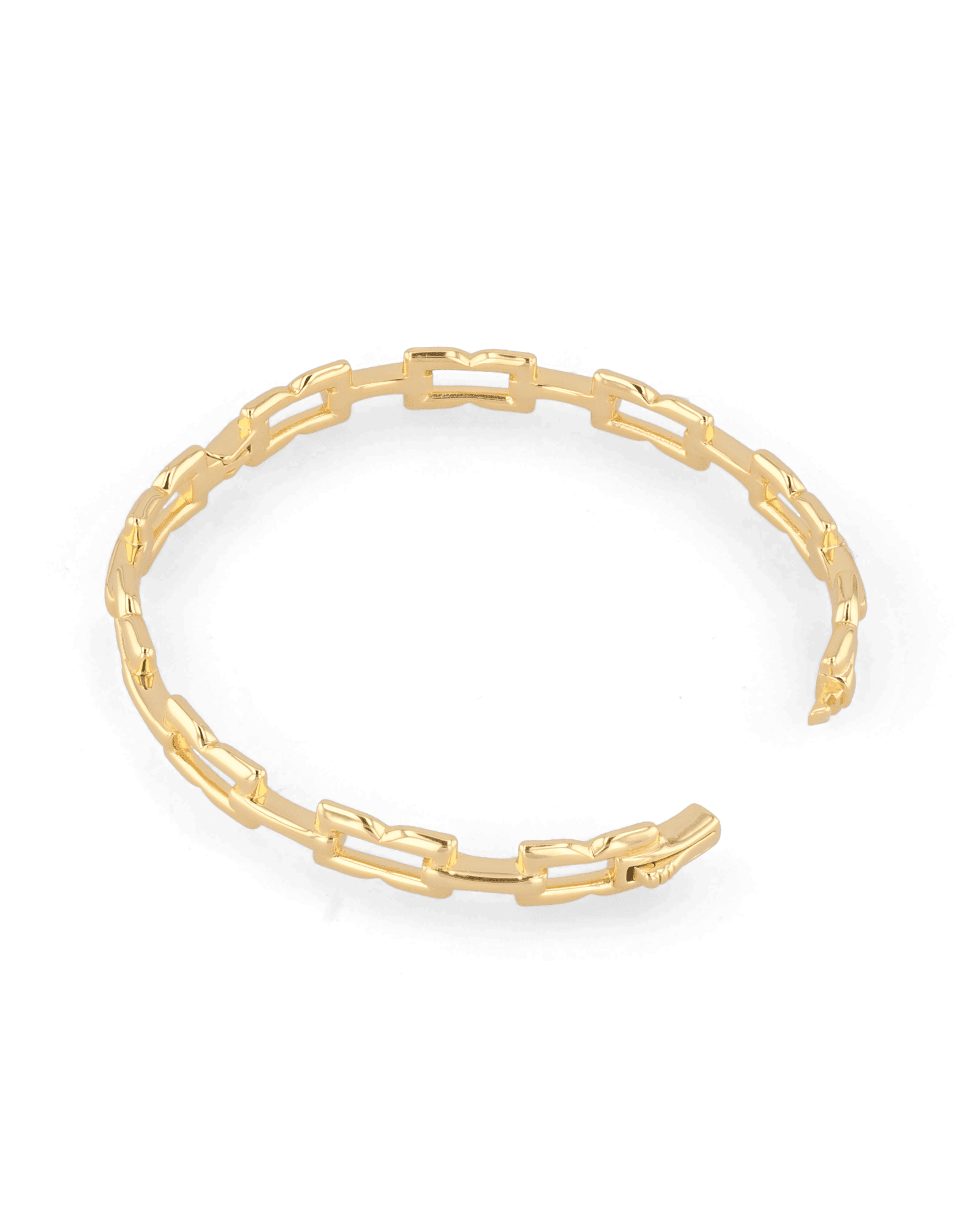 Lavana Signature gold bangle with sculpted logo motif links