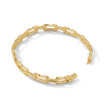 Lavana Signature gold bangle with sculpted logo motif links