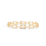 Lavana Signature gold diamond bangle, with logo motif links and lab grown diamonds