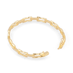 Lavana Signature gold diamond bangle, with logo motif links and lab grown diamonds