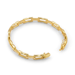 Lavana Signature gold diamond bangle, with logo motif links and lab grown diamonds