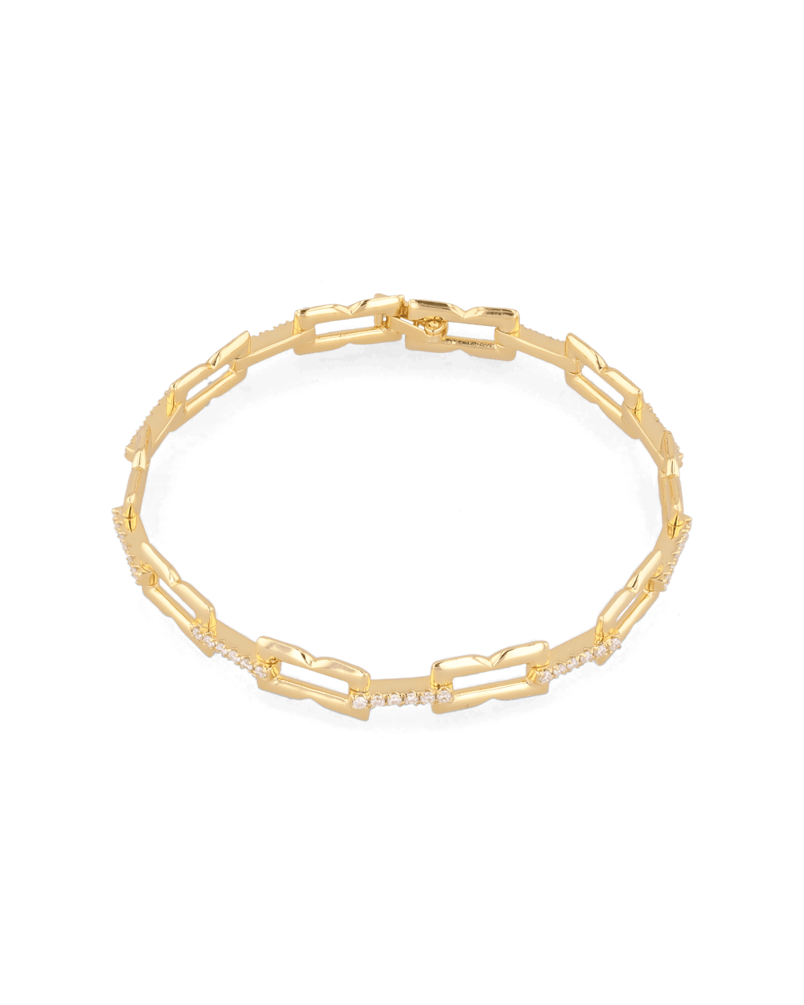 Lavana Signature gold diamond bracelet, with logo motif links and lab grown diamonds