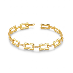 Lavana Signature gold diamond bracelet with logo motif links and lab grown diamonds 1