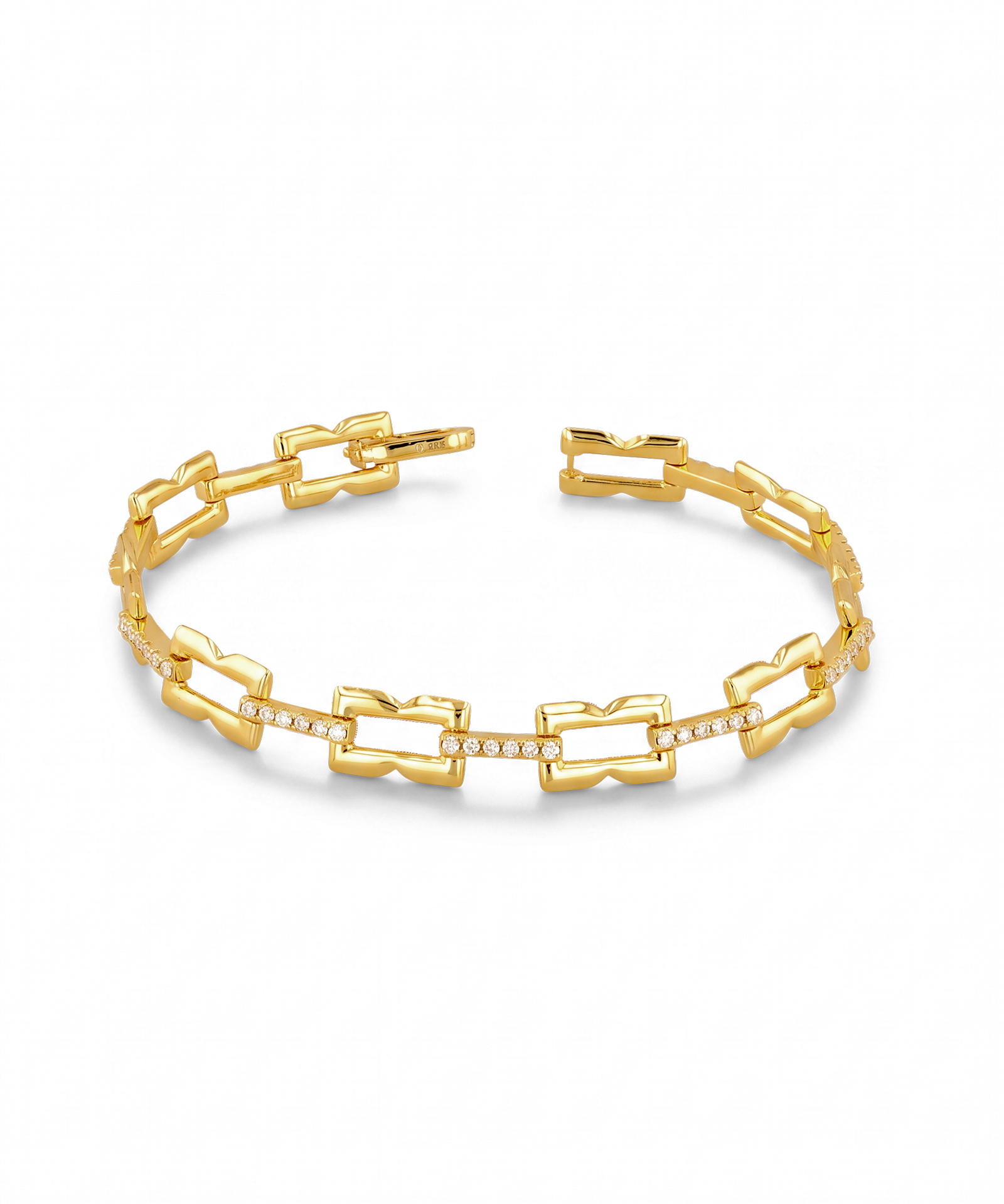Lavana Signature gold diamond bracelet with logo motif links and lab grown diamonds 1