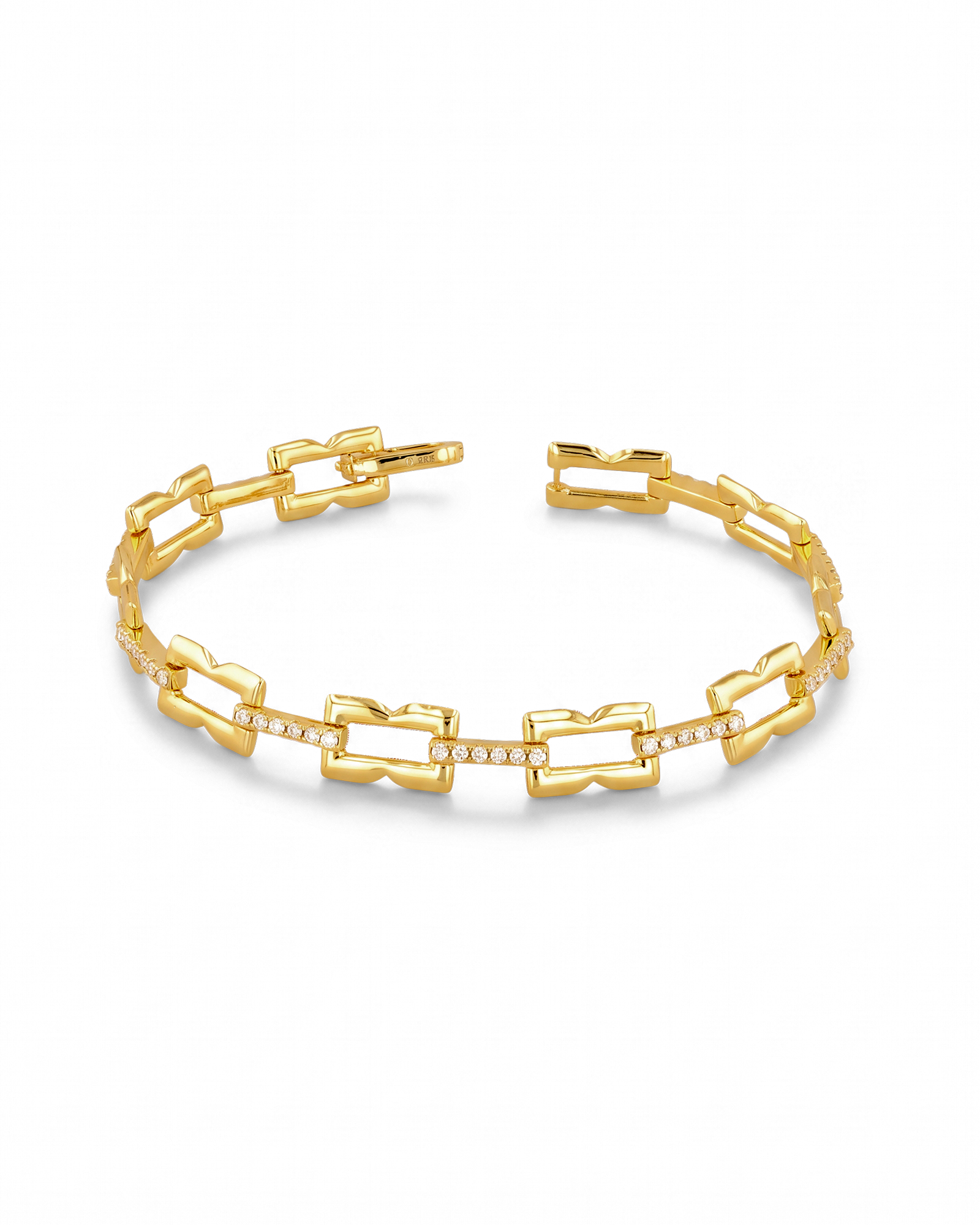 Lavana Signature gold diamond bracelet with logo motif links and lab grown diamonds 1