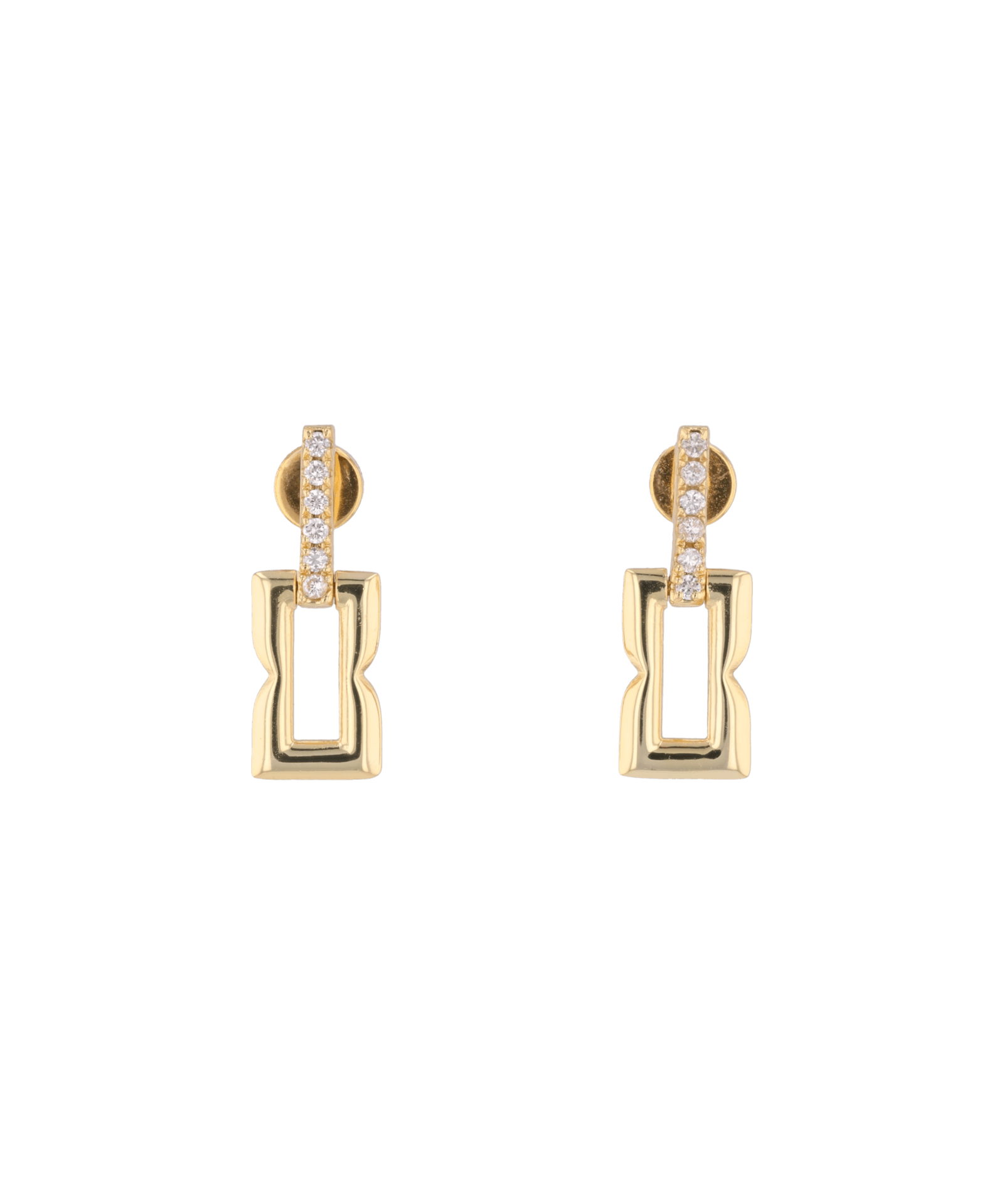 Lavana Signature gold link drop stud earrings by Lavana with lab grown diamonds