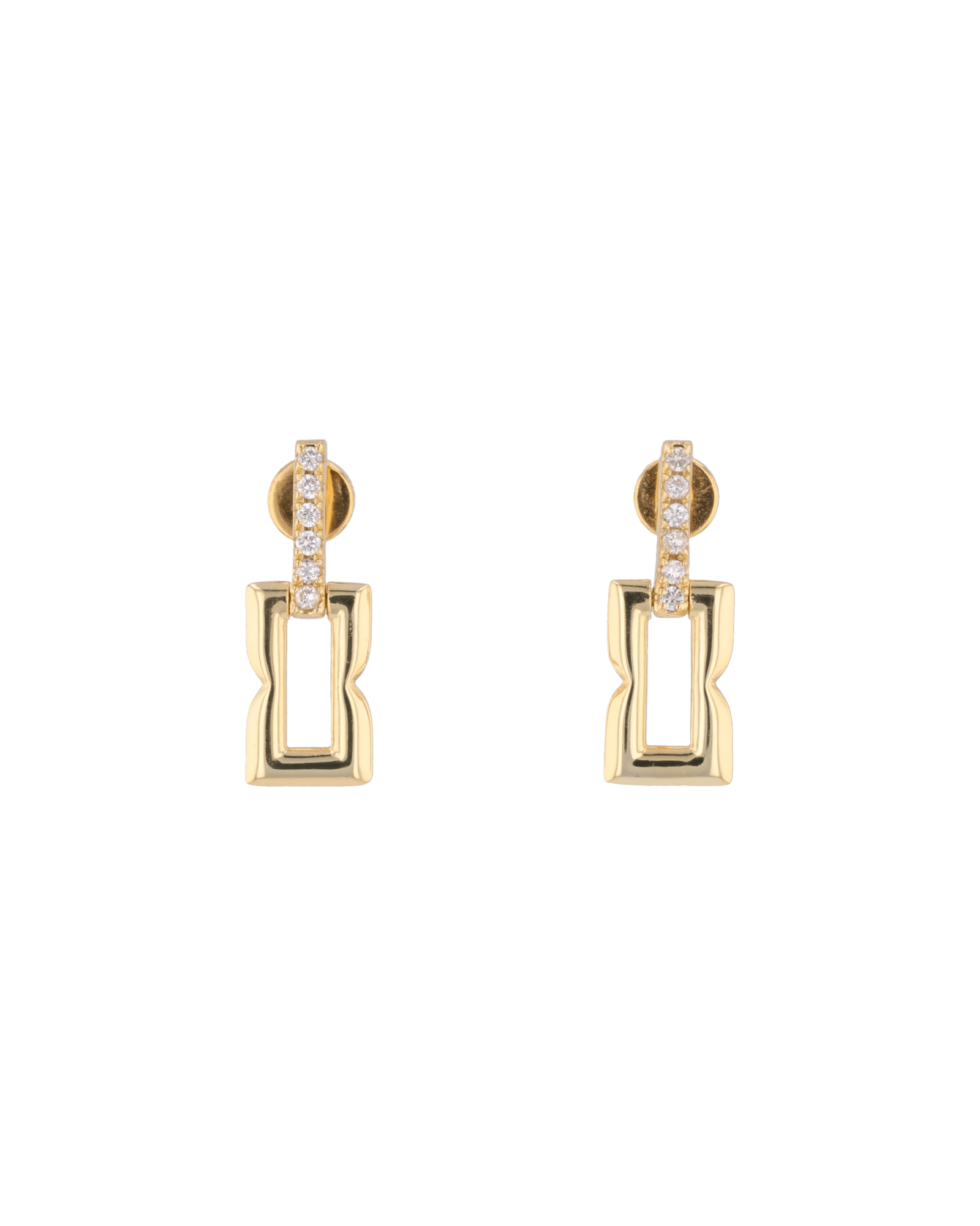Lavana Signature gold link drop stud earrings by Lavana with lab grown diamonds