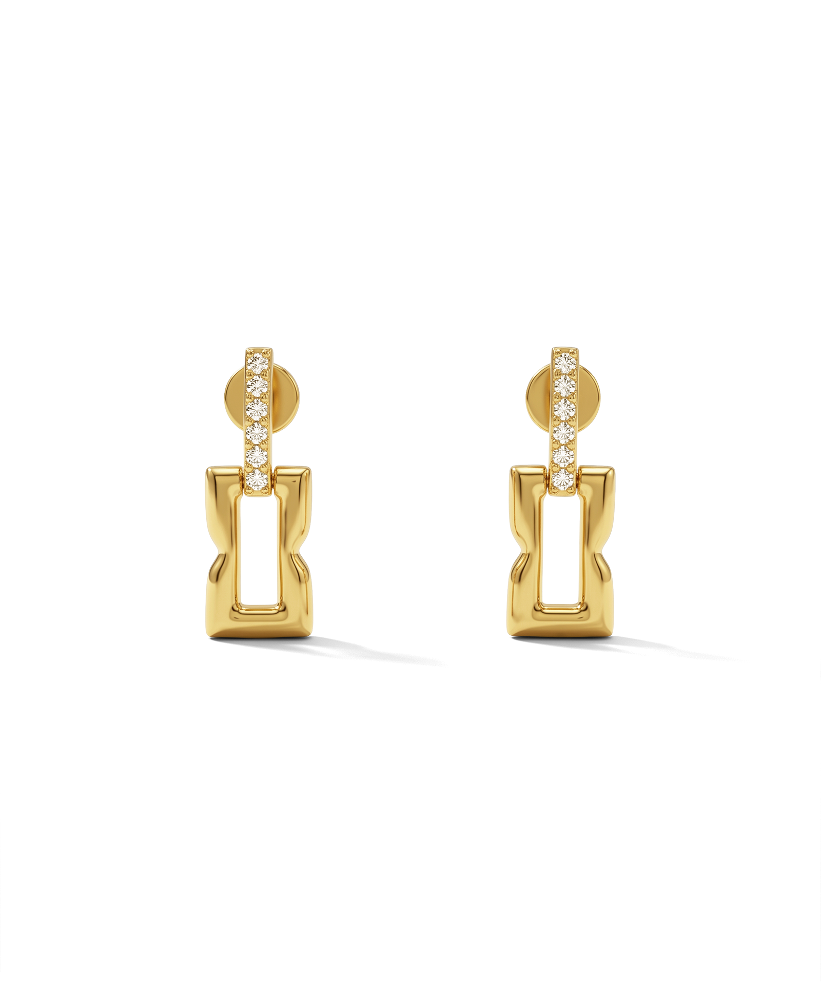 Lavana Signature gold link drop stud earrings by Lavana with lab grown diamonds