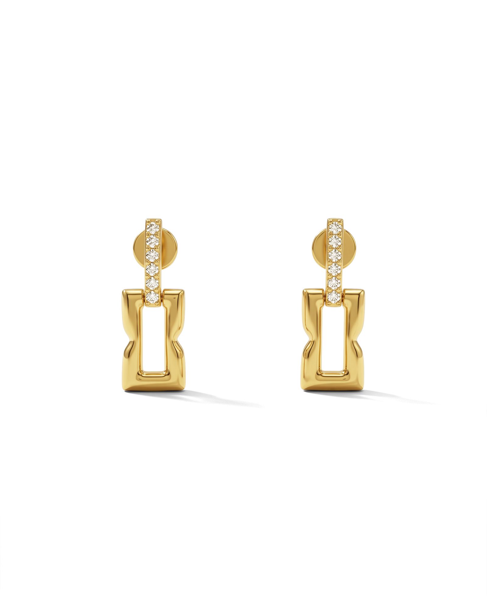 Lavana Signature gold link drop stud earrings by Lavana with lab grown diamonds