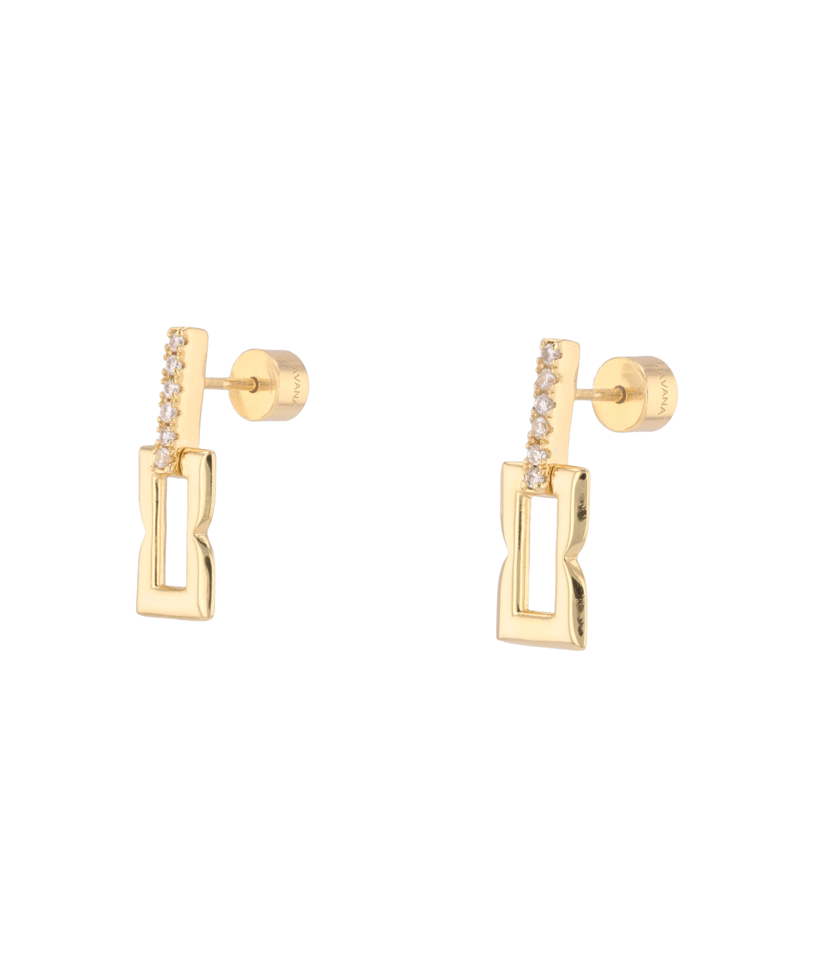 Lavana Signature gold link drop stud earrings by Lavana with lab grown diamonds