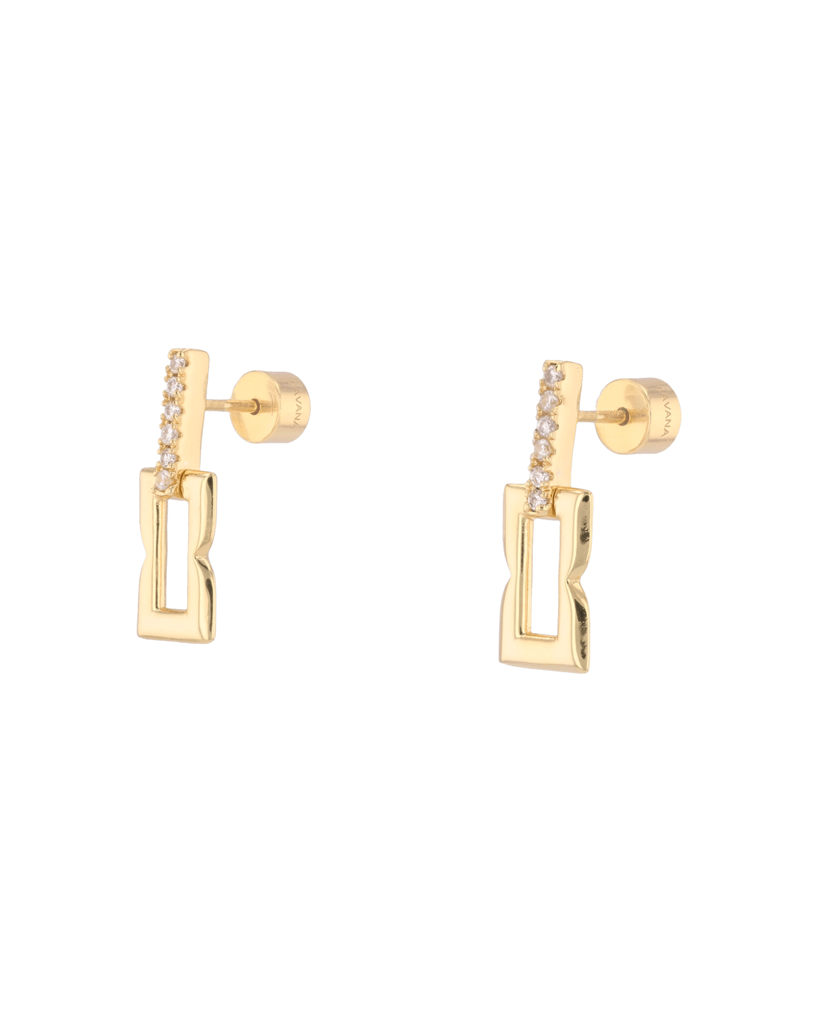 Lavana Signature gold link drop stud earrings by Lavana with lab grown diamonds