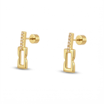 Lavana Signature gold link drop stud earrings by Lavana with lab grown diamonds