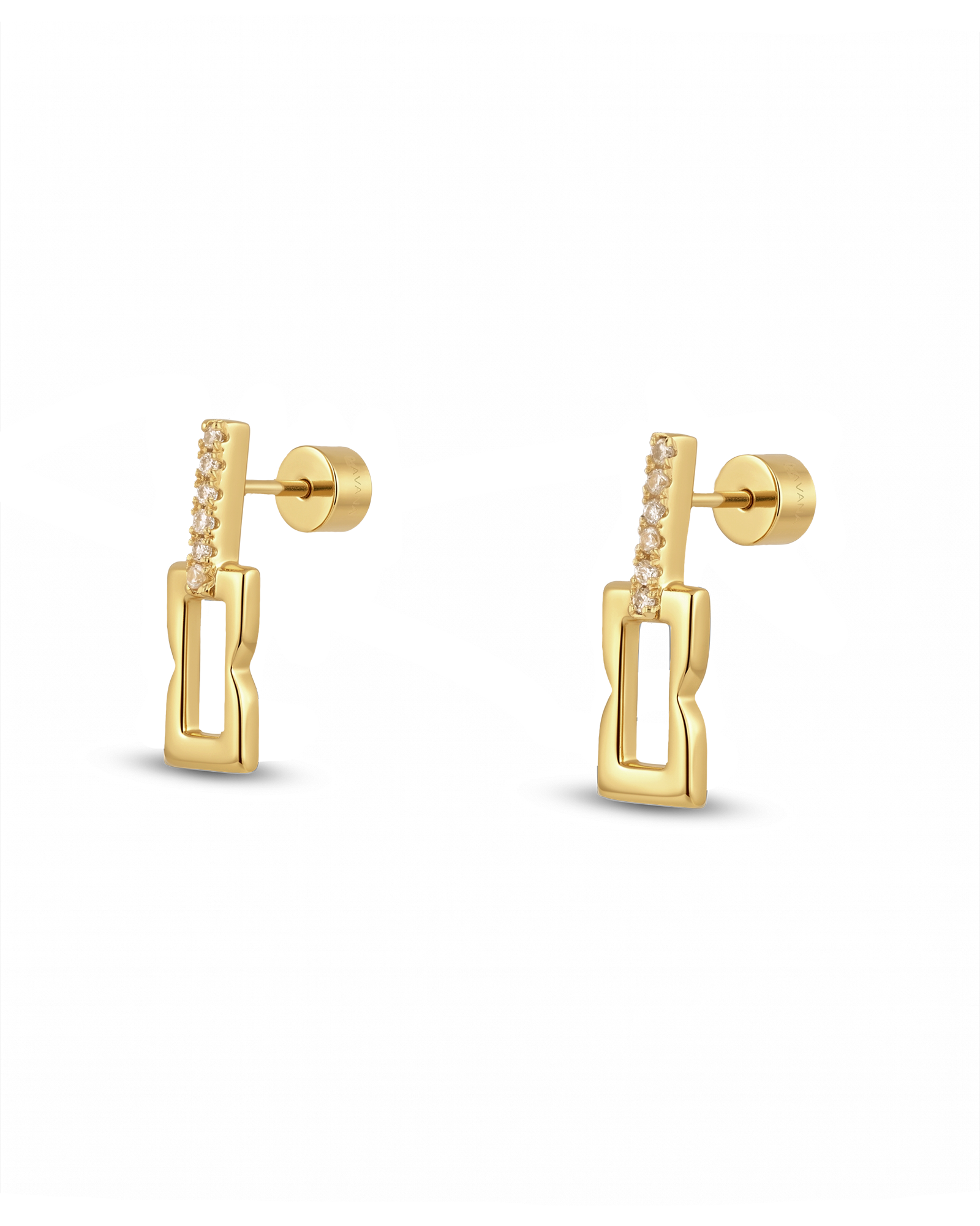 Lavana Signature gold link drop stud earrings by Lavana with lab grown diamonds