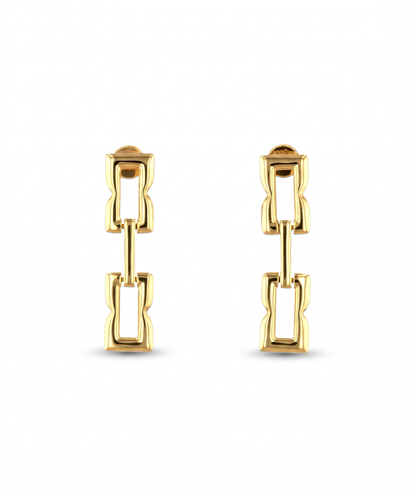 Lavana signature gold link long drop earrings