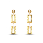 Lavana signature gold link long drop earrings with lab grown diamonds