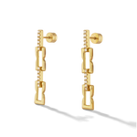 Lavana signature gold link long drop earrings with lab grown diamonds