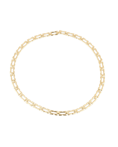 Lavana Signature gold logo motif link necklace with polished finish