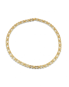 Lavana Signature gold logo motif link necklace with polished finish 1