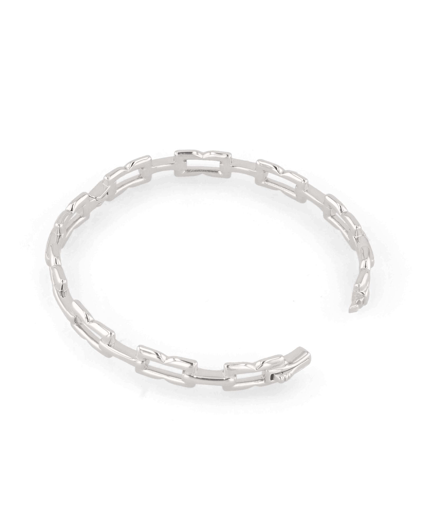 Lavana Signature silver bangle, with sculpted logo motif links