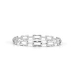 Lavana Signature silver bangle with sculpted logo motif links 1