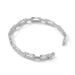 Lavana Signature silver bangle with sculpted logo motif links 3