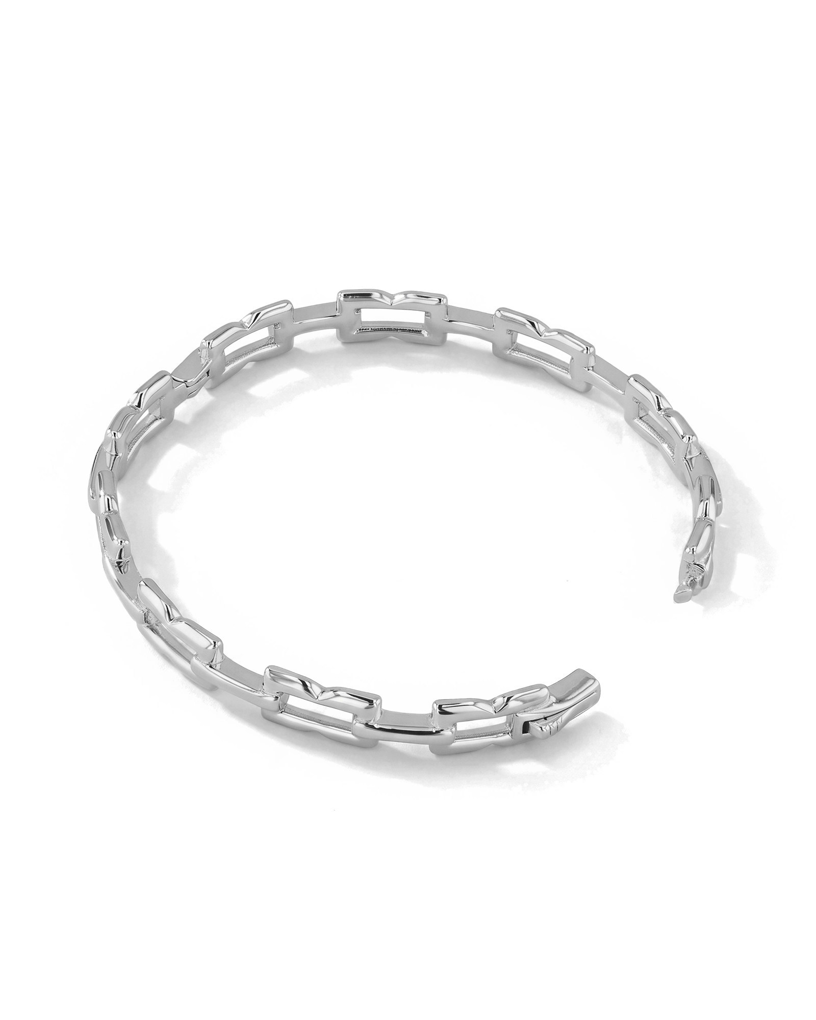 Lavana Signature silver bangle with sculpted logo motif links 3