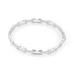 Lavana Signature silver diamond bangle, with logo motif links and lab grown diamonds 2