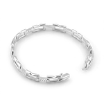 Lavana Signature silver diamond bangle, with logo motif links and lab grown diamonds 3