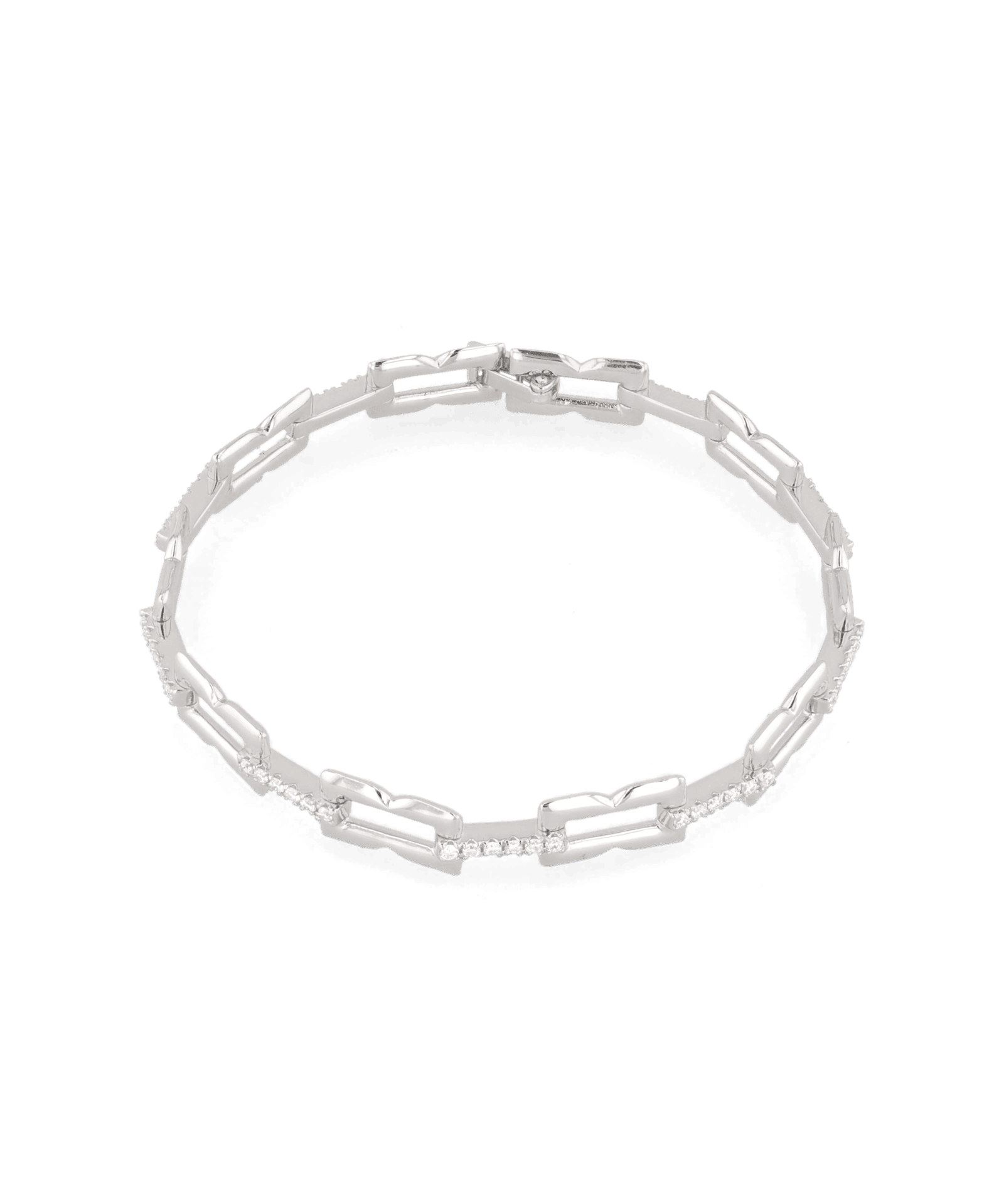 Lavana Signature silver diamond bracelet, with logo motif links and lab grown diamonds