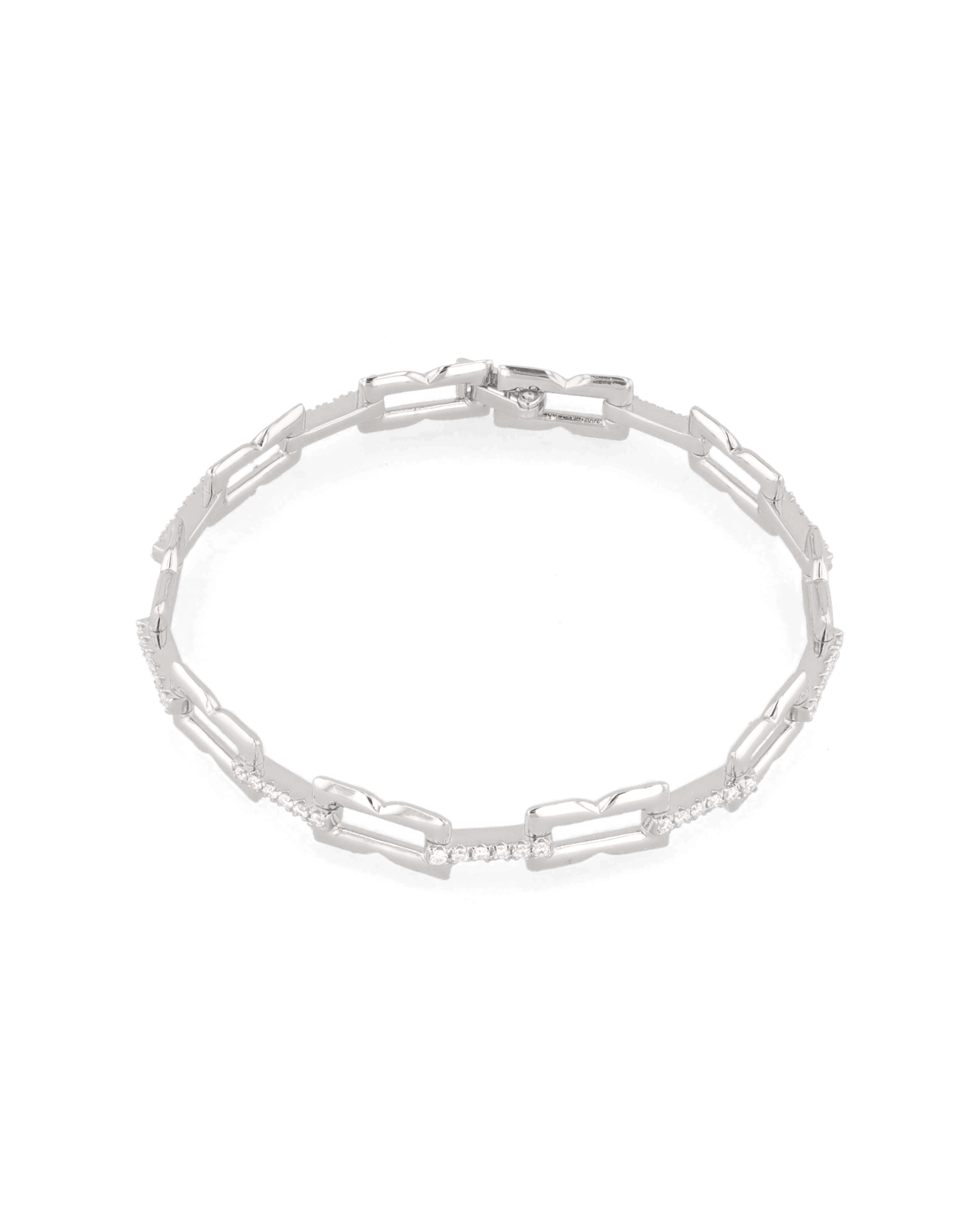 Lavana Signature silver diamond bracelet, with logo motif links and lab grown diamonds