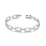 Lavana Signature silver diamond bracelet with logo motif links and lab grown diamonds 1