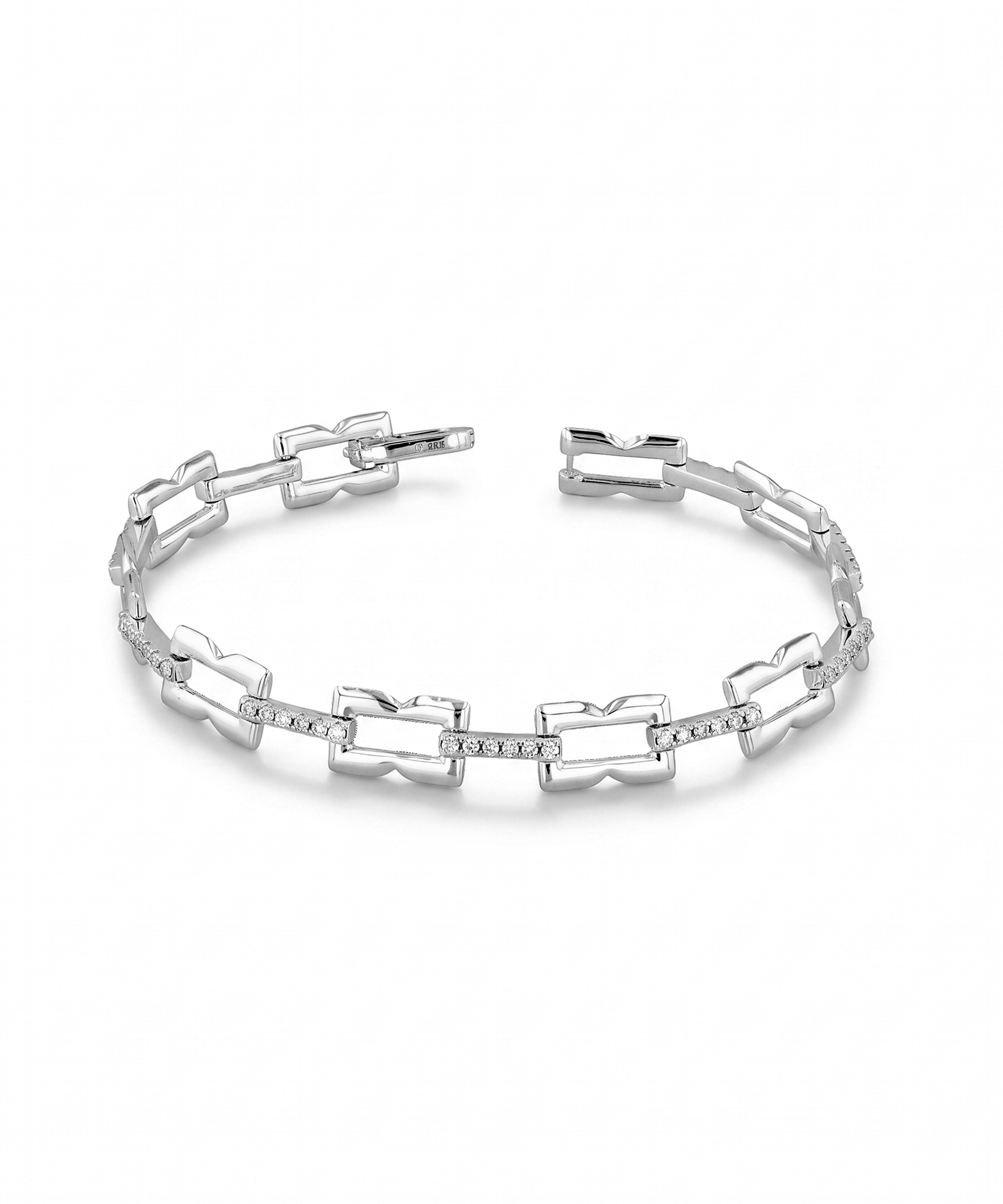 Lavana Signature silver diamond bracelet with logo motif links and lab grown diamonds 1