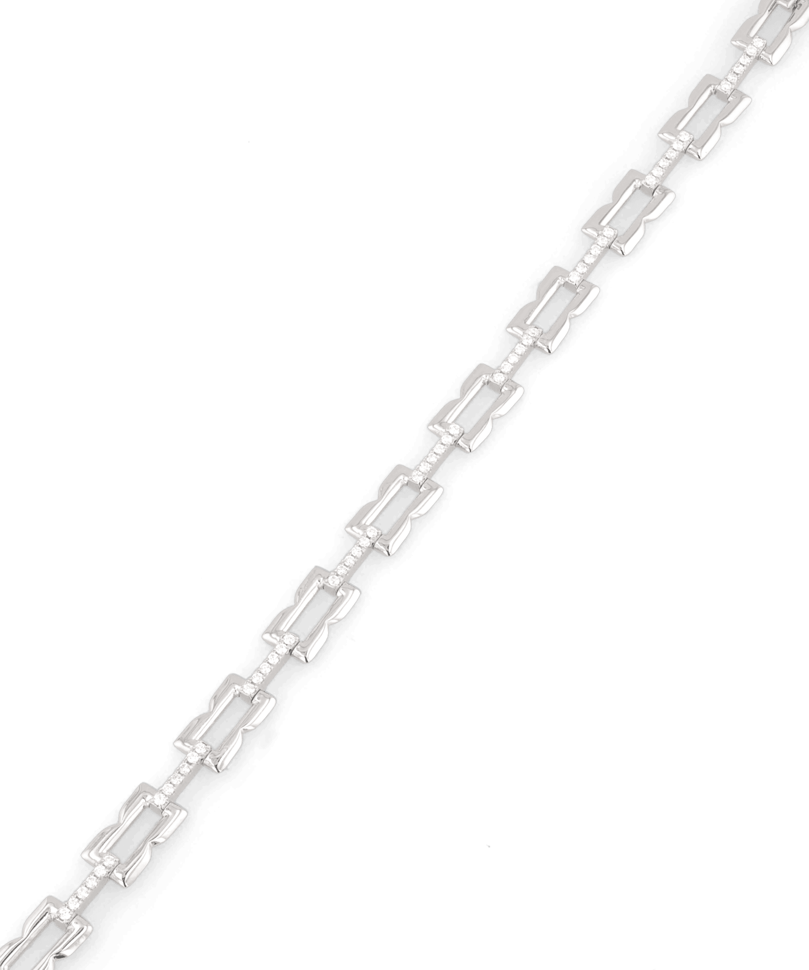 Lavana Signature silver diamond bracelet, with logo motif links and lab grown diamonds